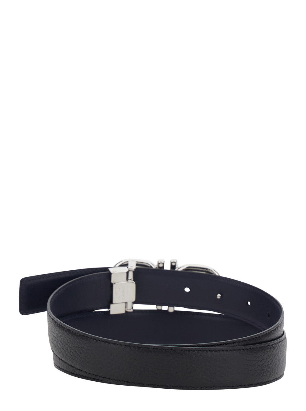 Ferragamo Men Blue Reversible Belt With Gancini Buckle Closure In Leather For Men FERRAGAMO