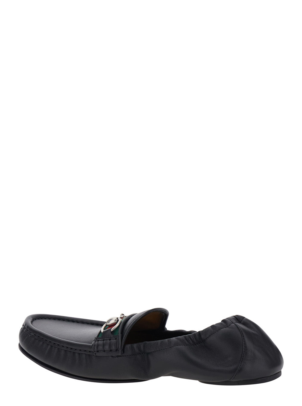 Gucci Men Black Loafers With Rounded Toe And Horsebit Detail On Front In Leather For Men GUCCI