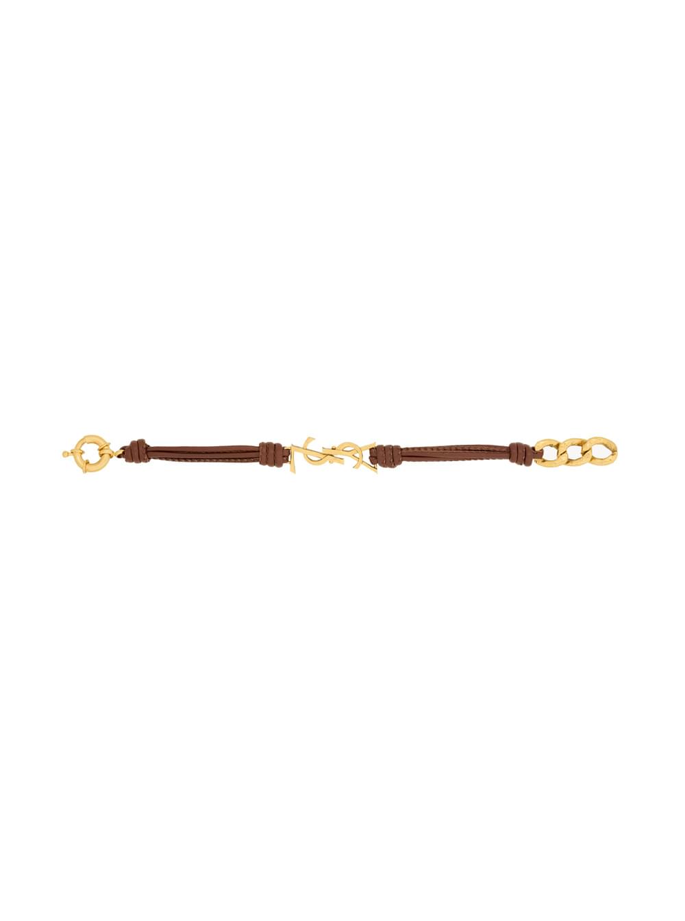 Saint Laurent Women Bracelet With Cassandre In The Center And Clasp Closure In Nappa Leather And Gold Metal For Women SAINT LAURENT