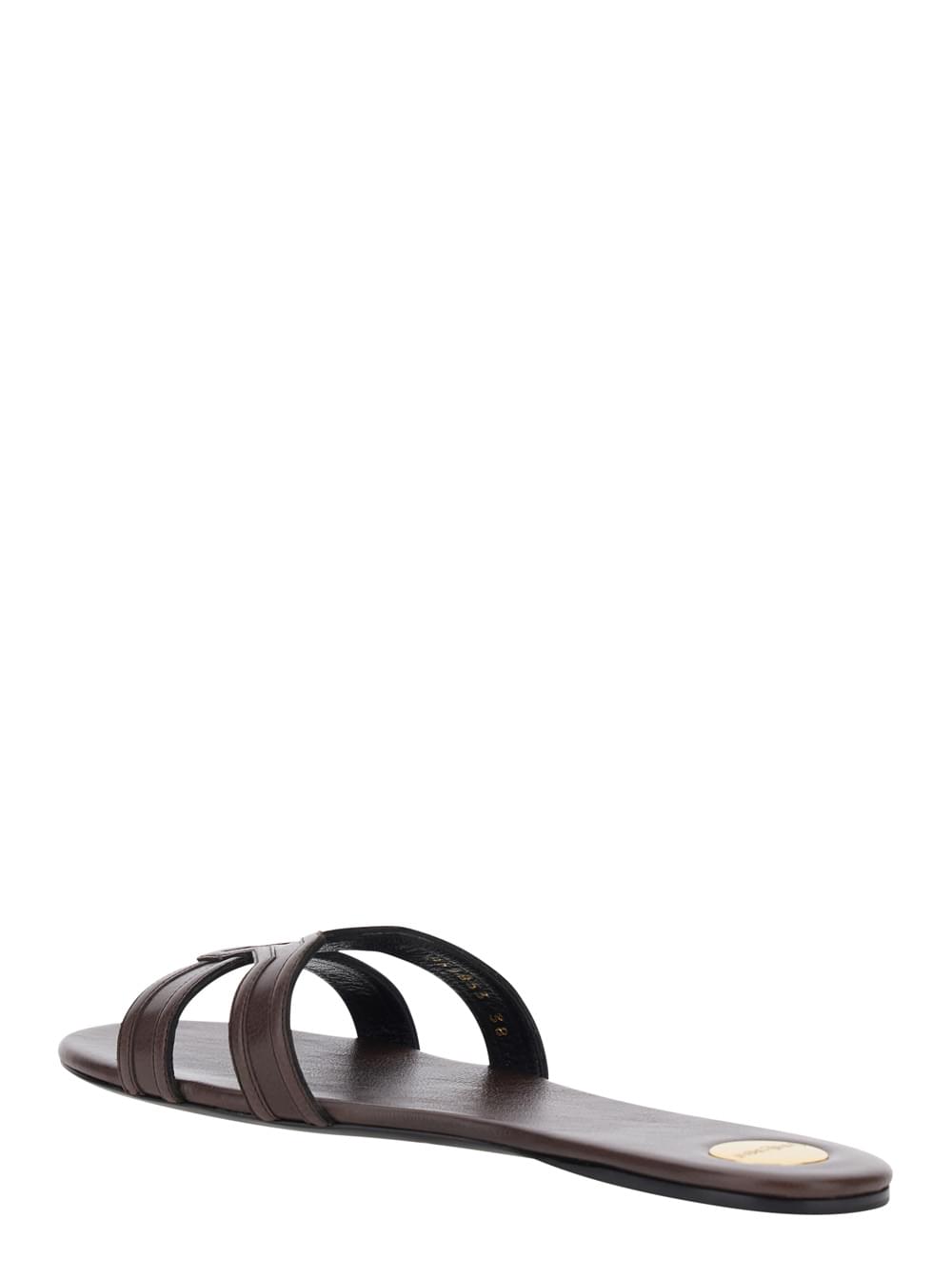 Saint Laurent Women Brown Mabrouka Sandals With Rounded Toe And Thick Double Strap In Leather For Women SAINT LAURENT
