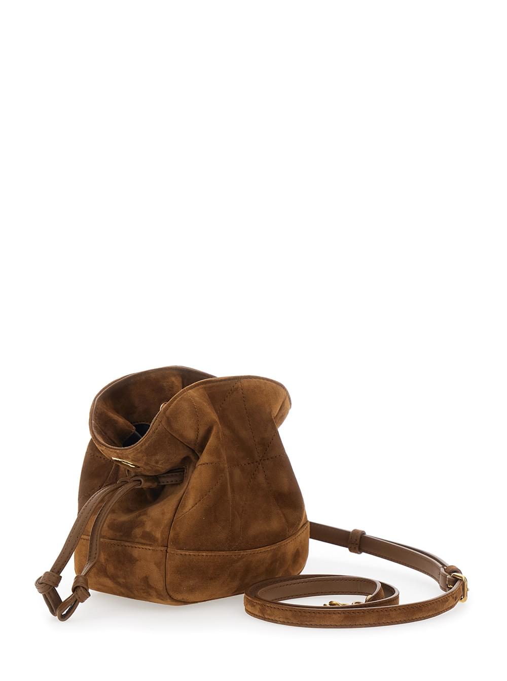 Saint Laurent Women Saint Laurent Women 'Jamie Mini' Brown Crossbody Bag With Cassandre Logo Plate On The Front In Suede Woman SAINT LAURENT