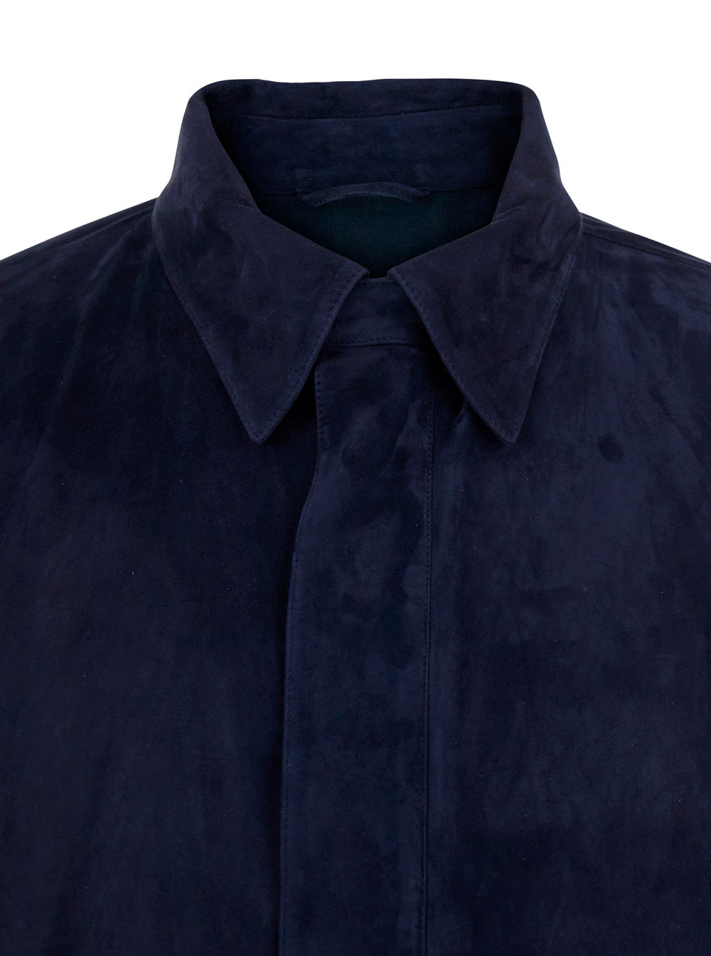 Giorgio Armani Men Blue Jacket With Hidden Closure On The Front In Suede Man GIORGIO ARMANI