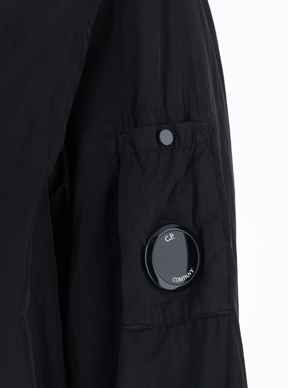 C.P. Company Men Black Jacket With Logo On The Front And Back And Logo Plate On The Sleeve In Tech Fabric Men C.P. COMPANY