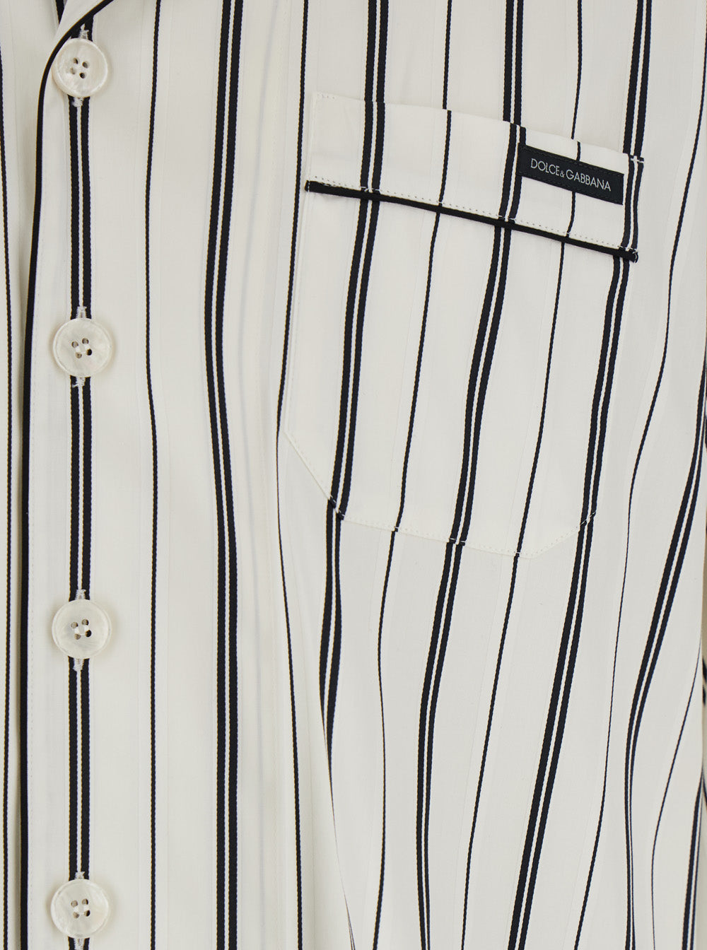 Dolce & Gabbana Men Black And White Long-Sleeved Shirt With Stripe Motif In Cotton For Men DOLCE & GABBANA