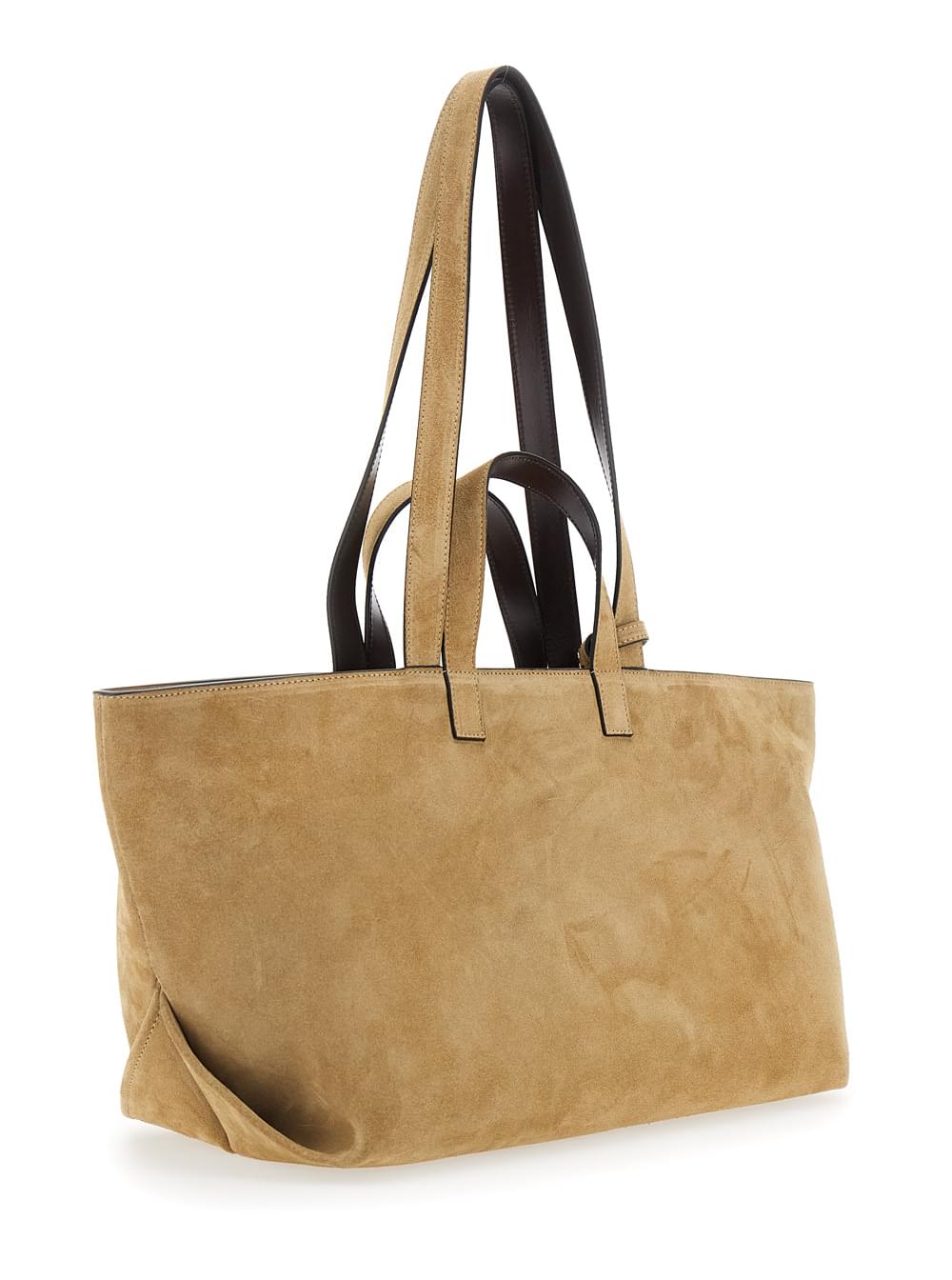 A.P.C. Women A.P.C. Women 'Le Drummer' Beige Shopper With Four Handles And Logo Lettering On The Front In Suede Women A.P.C.