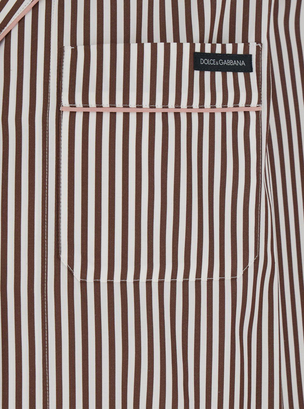 Dolce & Gabbana Women Brown Shirt With Notched Revers Collar And All-Over Stripes Motif In Cotton For Women DOLCE & GABBANA