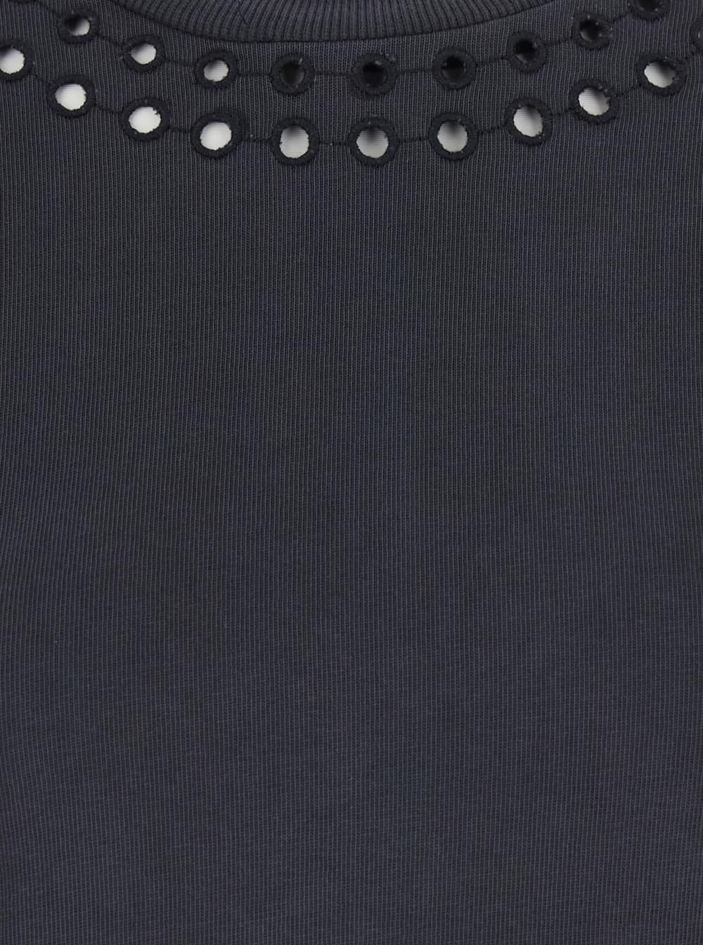 Isabel Marant Etoile Women 'Orlane' Black Dress With Round Neck And Sangallo Details In Cotton For Women ISABEL MARANT ETOILE
