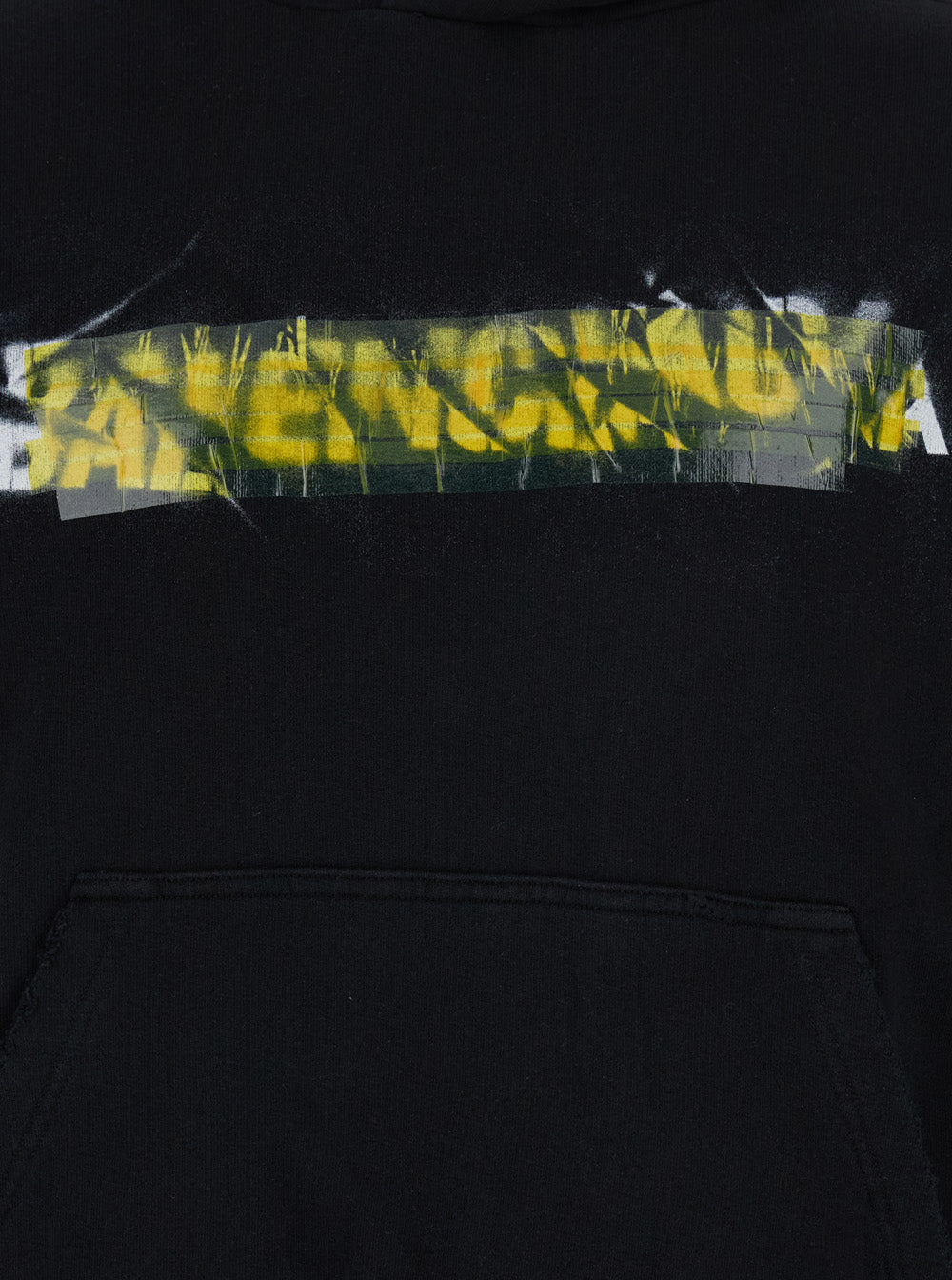 Balenciaga Men Black 'Messy Spray' Hoodie With Fixed Hood In Cotton Men