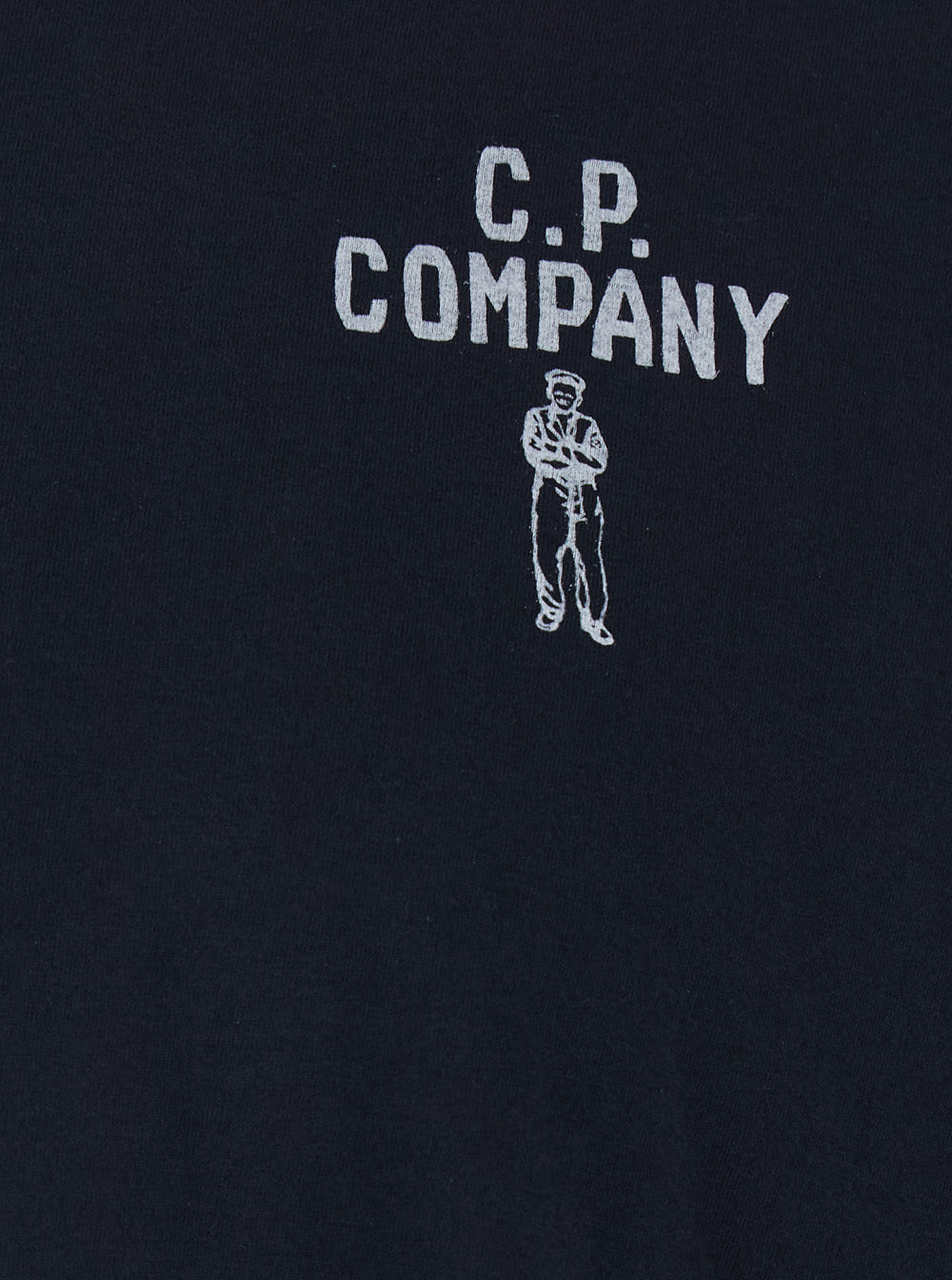 C.P. Company Men Blue T-Shirt With Round Neck And Logo Print In Cotton Man C.P. COMPANY