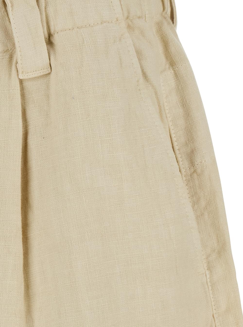 C.P. Company Men Shorts 'Lino' With Side Pockets Beige In Linen Men C.P. COMPANY