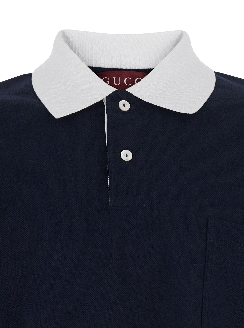 Gucci Men Blue T-Shirt 'Piquet + Web' With Round Neck And Short Sleeves For Men GUCCI