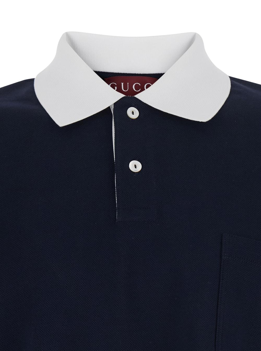 Gucci Men Blue T-Shirt 'Piquet + Web' With Round Neck And Short Sleeves For Men GUCCI