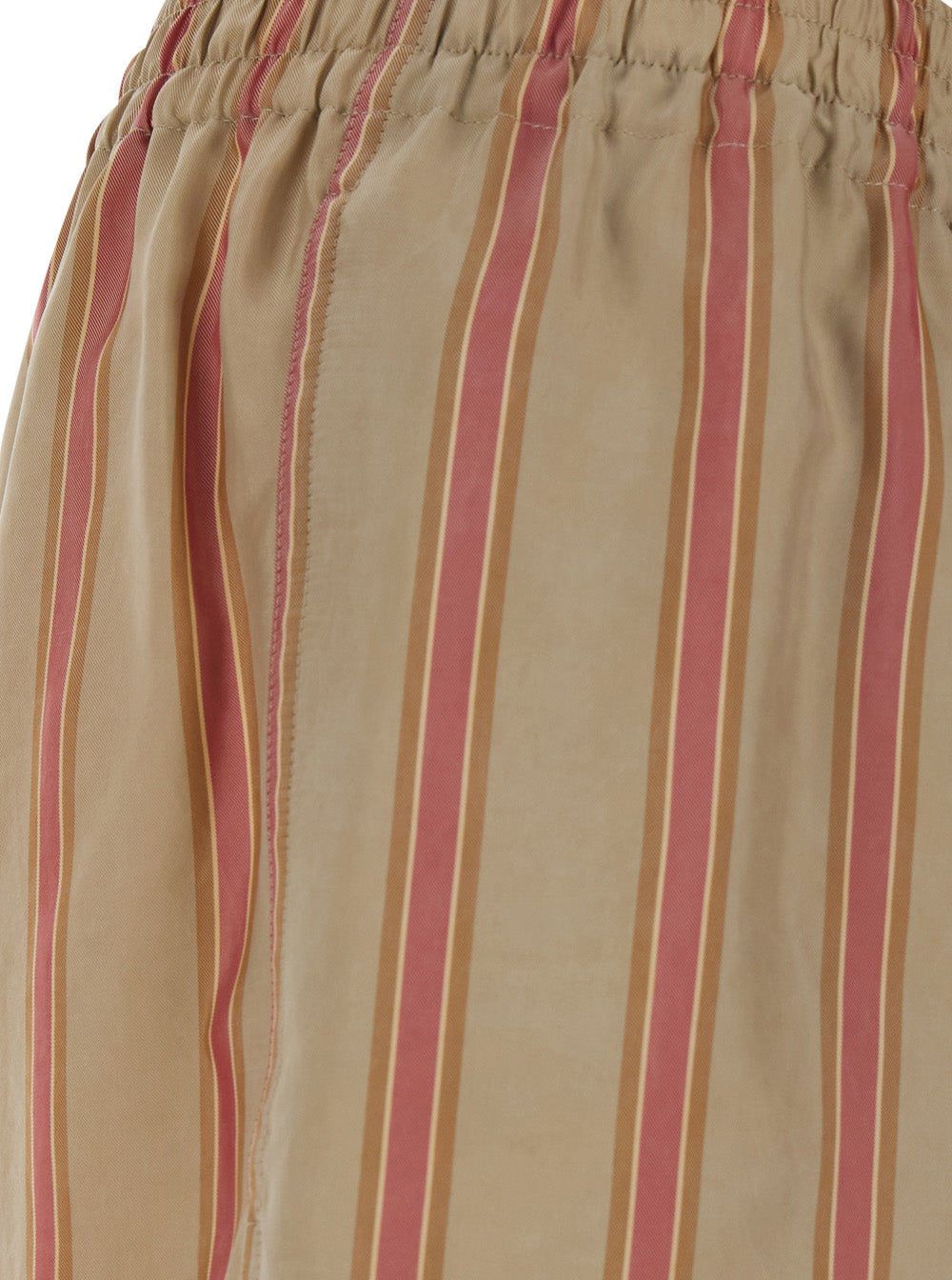 Saint Laurent Men Beige 'Strips' Pants With Elastic Waist And Side Pockets For Men SAINT LAURENT