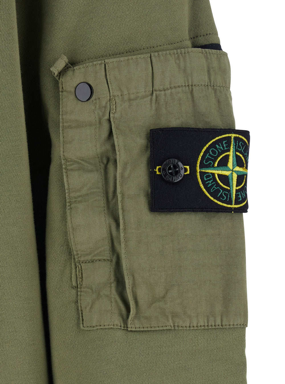Stone Island Men Green Sweatshirt With Logo Patch On The Sleeve In Cotton Man STONE ISLAND
