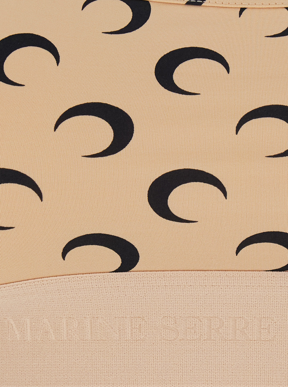 Marine Serre Women Beige Sports Bra With Moon All-Over Print And Logo Lettering In Tech Fabric For Women MARINE SERRE