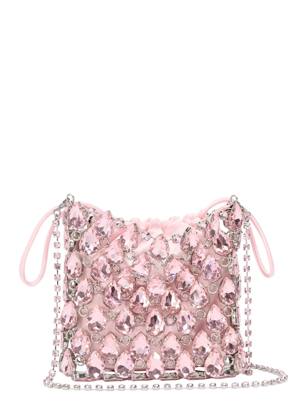 Self-Portrait Women Handbag 'Pink Crystal Chainmail Mini Bag' With Rhinestone Details - Tech Fabric - Pink - Women SELF-PORTRAIT