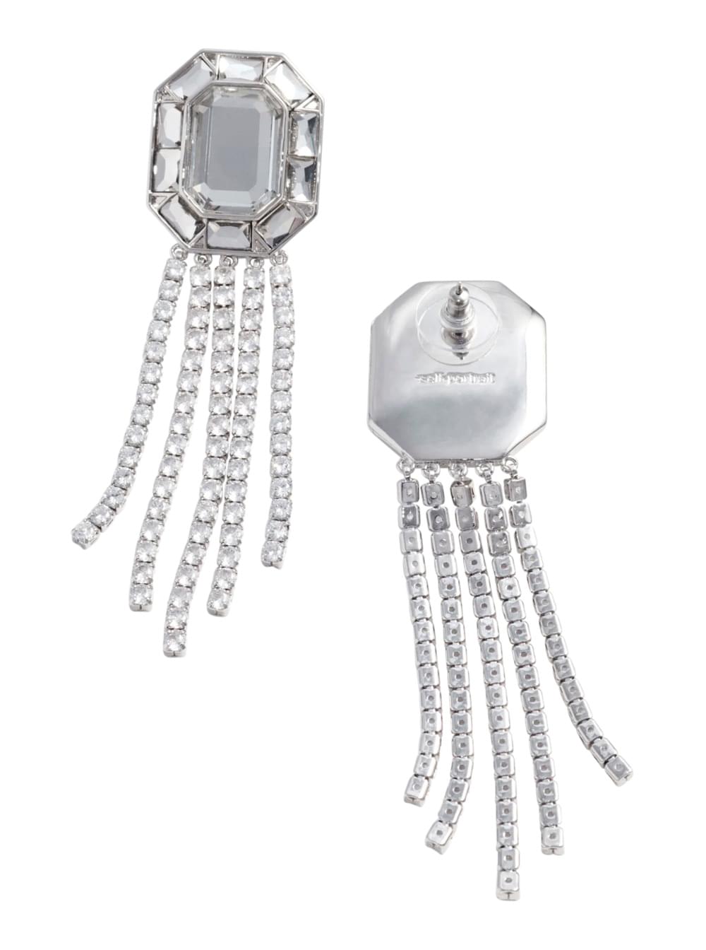 Self-Portrait Women Earrings 'Silver Crystal Droplet' With Metallic Crystals For Women SELF-PORTRAIT