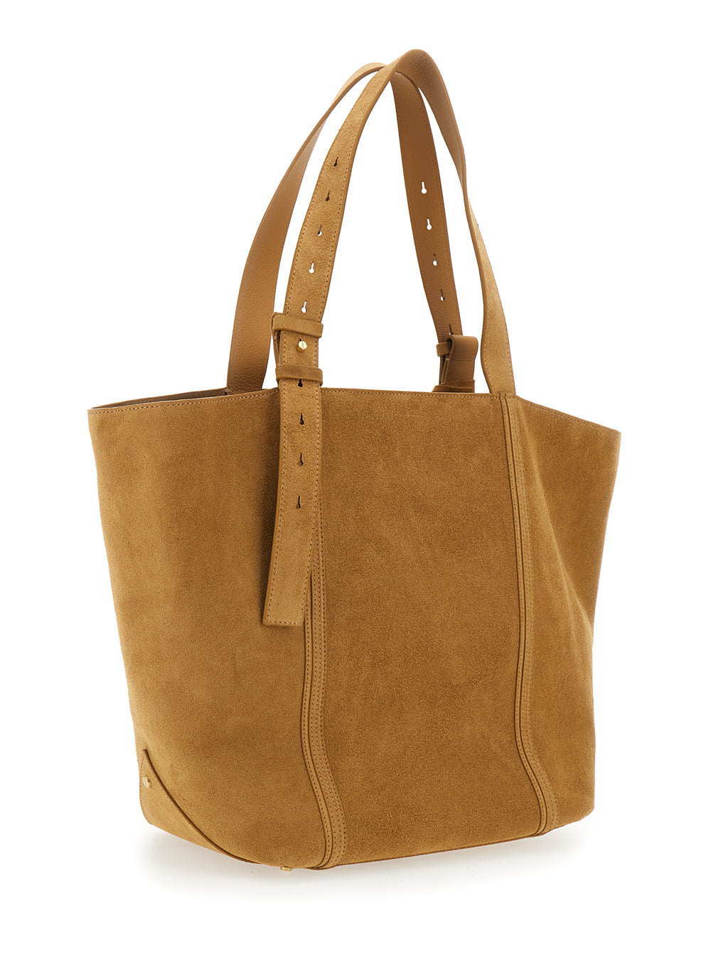 Golden Goose Women '24/7' Brown Shopper With Logo On The Front And Fringes With Micro Metal Studs In Suede GOLDEN GOOSE