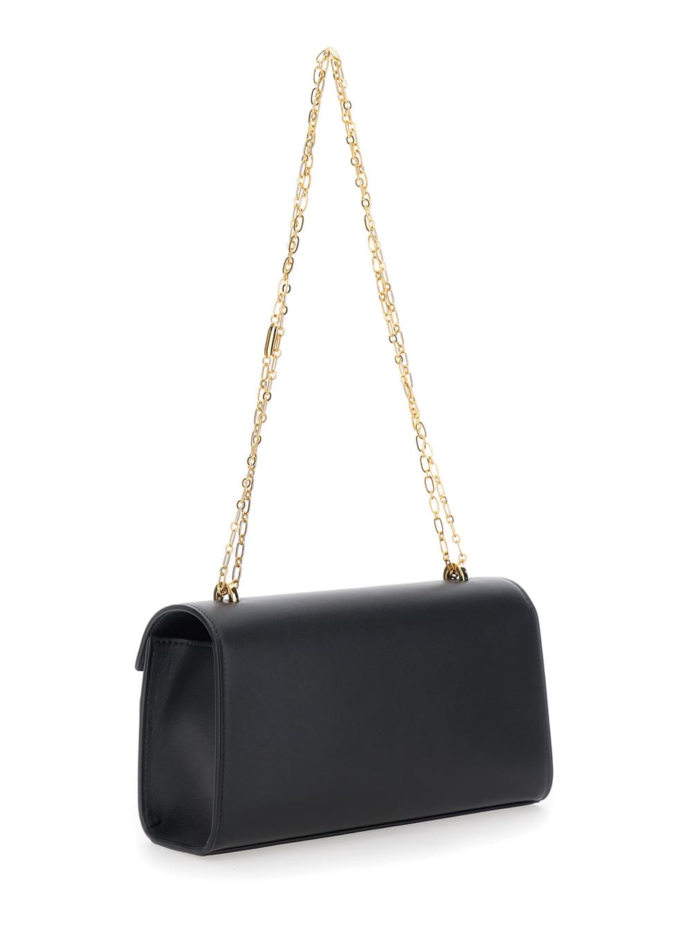 Savette Women Shoulder Bag 'Chain Symmetry' With Smooth Black Leather Chain Detail For Women SAVETTE