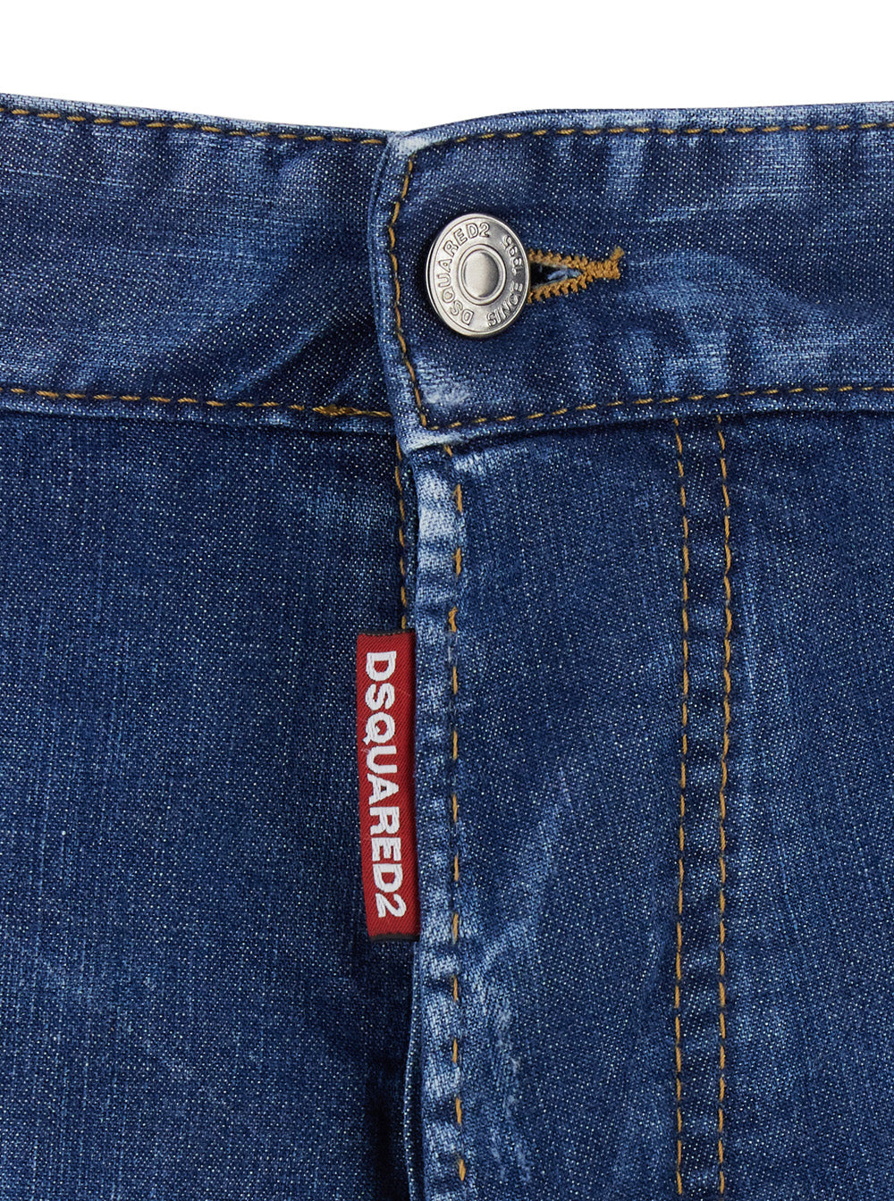 Dsquared2 Men Blue Shorts With Logo Patch On The Back And Detail On The Front In Denim For Men DSQUARED2