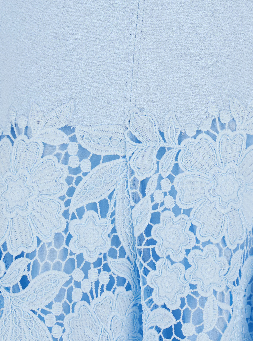 Self-Portrait Women Light Blue Mini Dress With Lace Embroidery On The Skirt In Tech Fabric For Women SELF-PORTRAIT