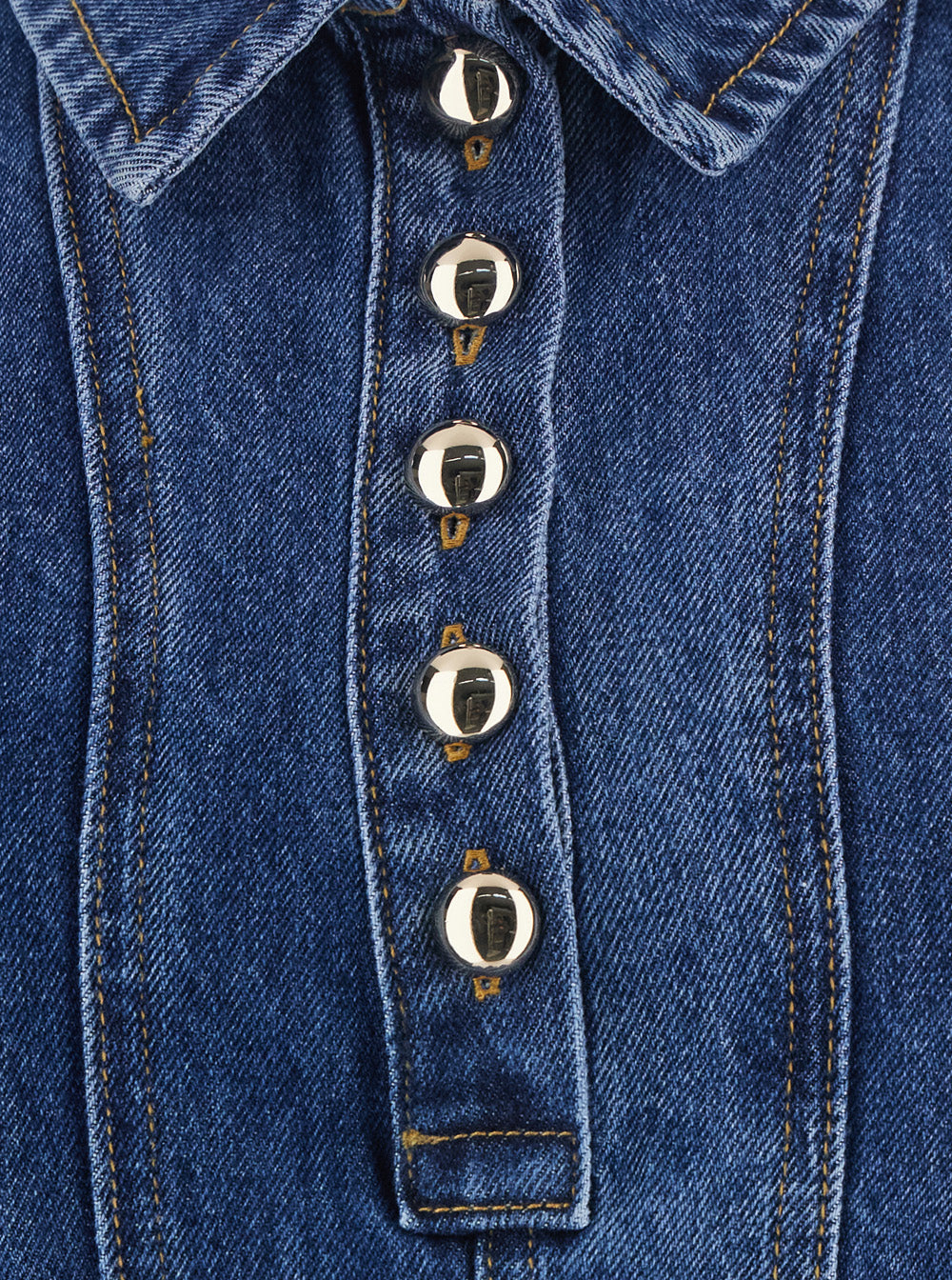 Self-Portrait Women Blue Mini Dress With Classic Collar And Embroidery In Denim For Women SELF-PORTRAIT