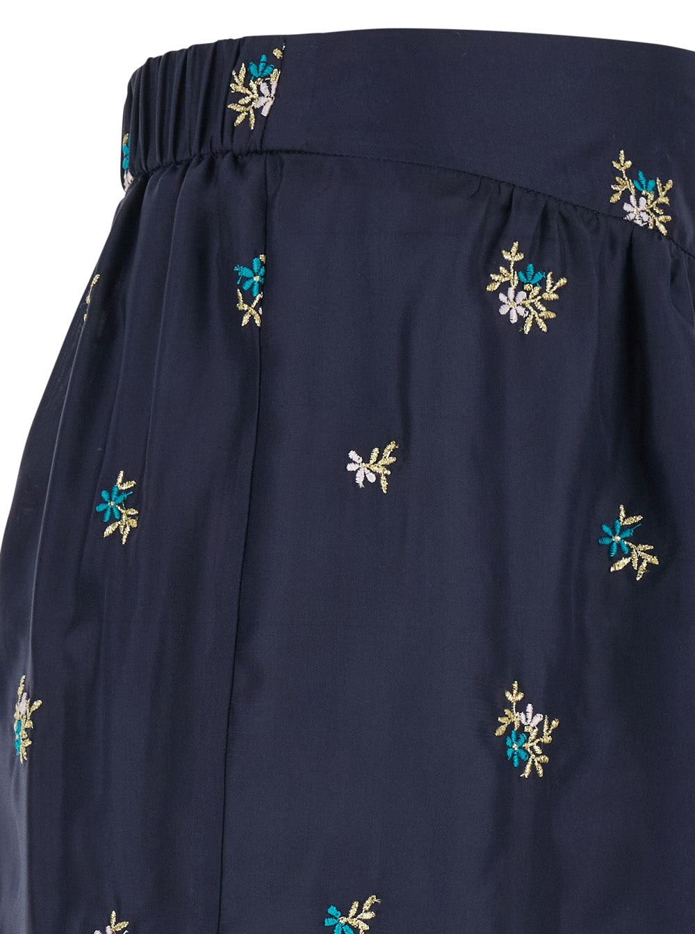 Forte_Forte Women Blue Pants With All-Over Floral Embroidery In Silk Women FORTE FORTE