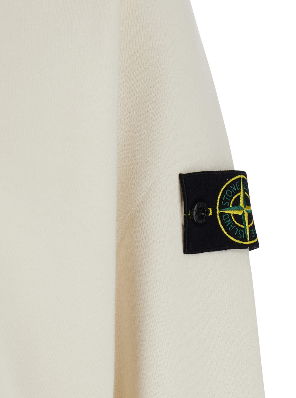 Stone Island Men Hooded Sweatshirt With Fixed Hood And Front Logo In White STONE ISLAND