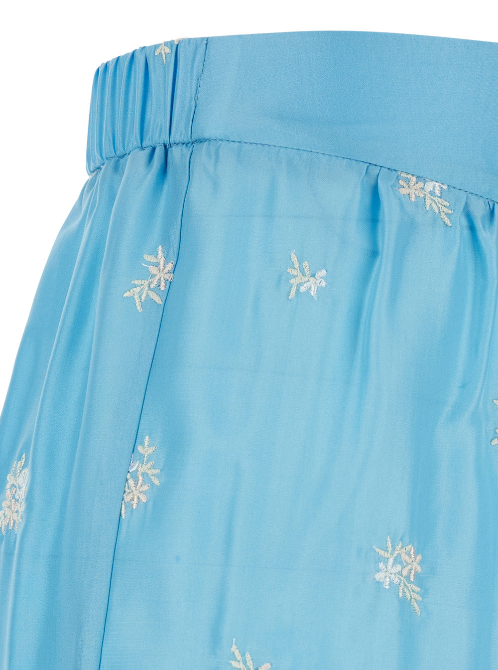Forte_Forte Women Blue Pants With All-Over Floral Embroidery In Silk Women FORTE FORTE