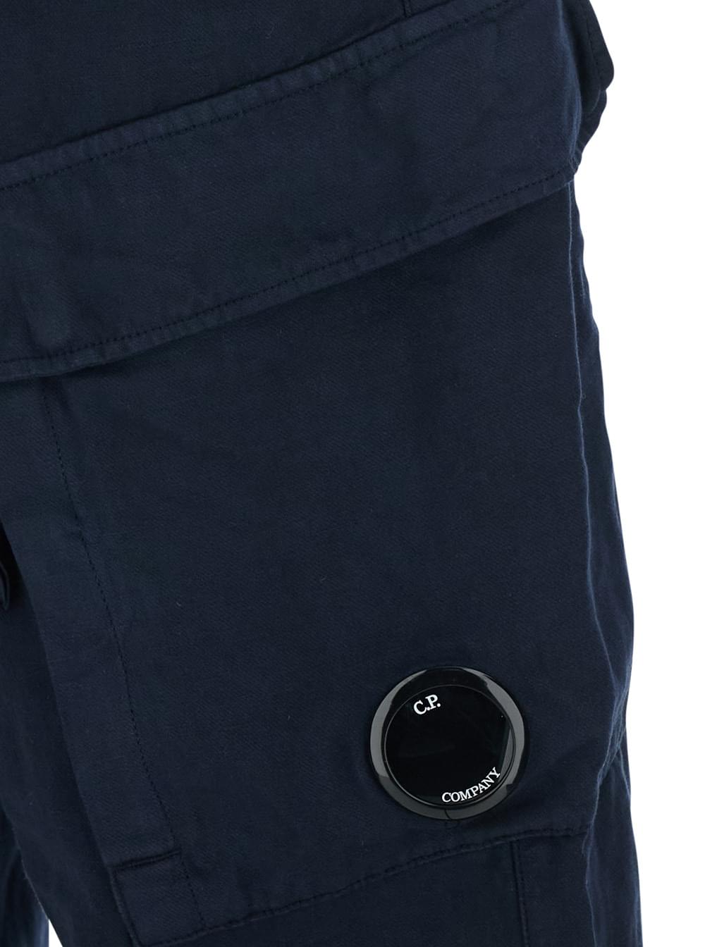 C.P. Company Men Blue Pants With Elasticated Waist And A Cargo Pocket In Cotton And Linen Blend For Men C.P. COMPANY