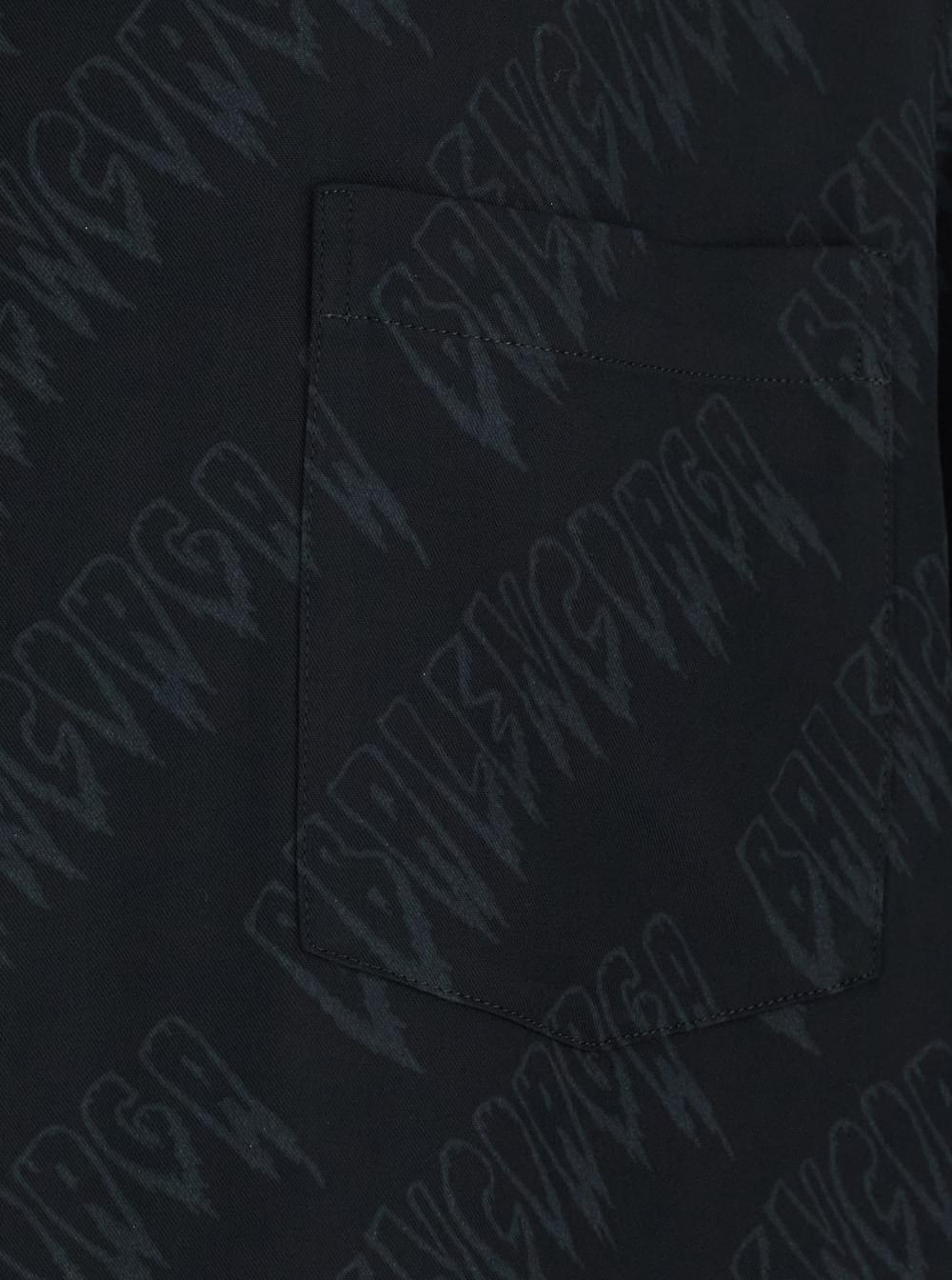 Balenciaga Men Black Shirt 'Creeper' With Classic Collar And All-Over Logo Motif In Viscose For Men BALENCIAGA