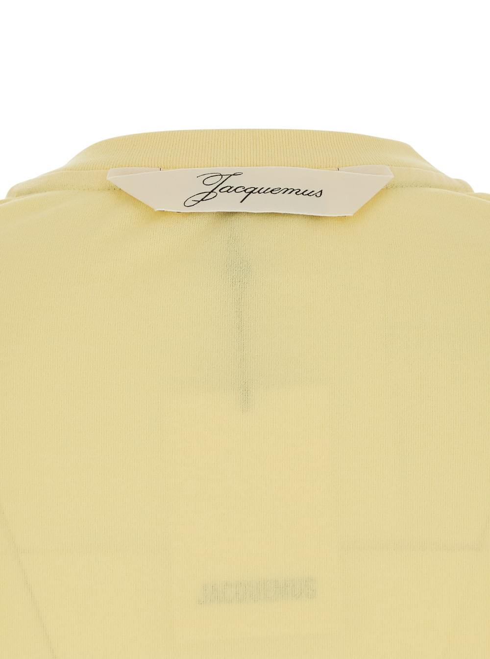 Jacquemus Women 'Le Tshirt Ventadou' Yellow T-Shirt Crew Neck With Gros Grain Logo On The Back In Tech Fabric For Women JACQUEMUS