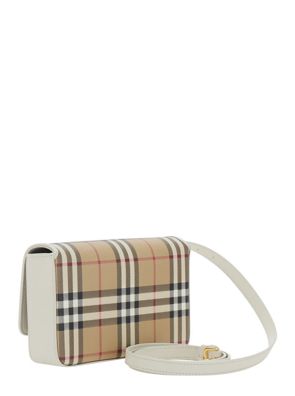 Burberry Women 'Hampshire' Beige Crossbody Bag With Adjustable Strap And Check Motif All-Over In Blend Cotton For Women BURBERRY