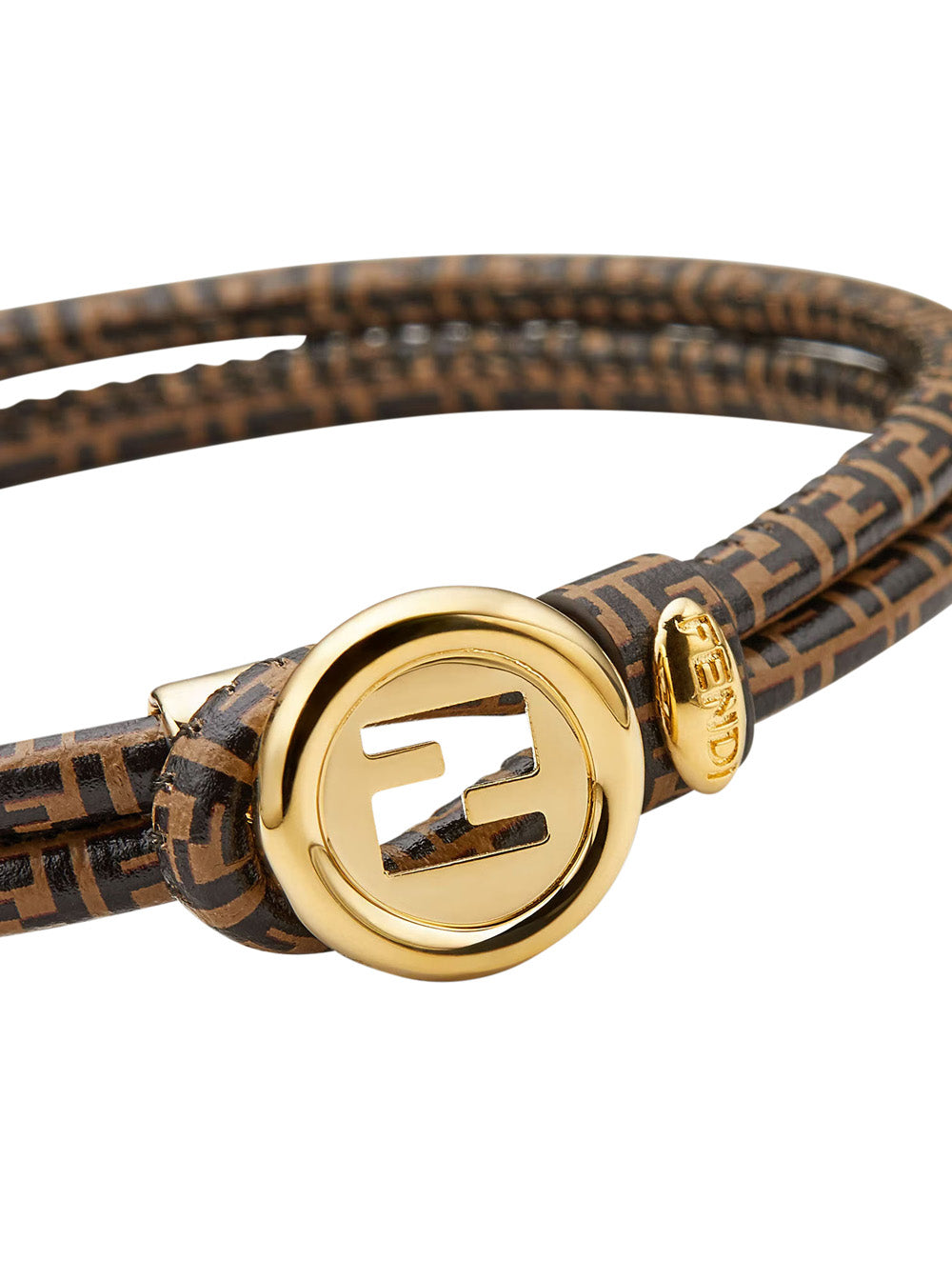 Fendi Women 'Everround' Brown Bracelet With Ff Plate In Ff Motif All-Over In Bronze For Women FENDI