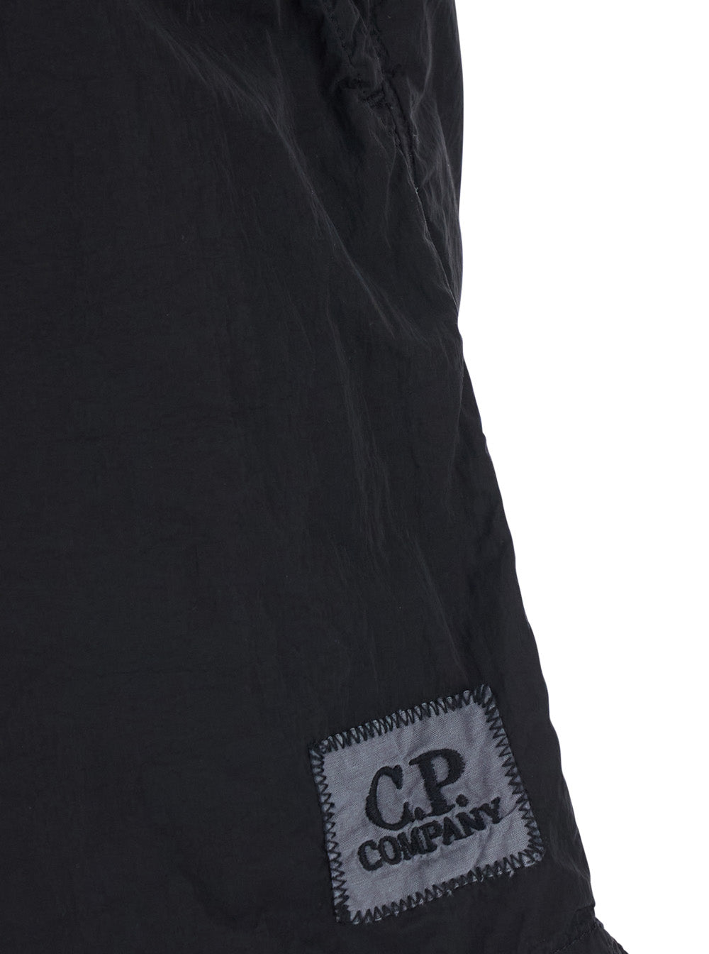 C.P. Company Men Black Swim Shorts With Logo On The Front In Tech Fabric Men C.P. COMPANY