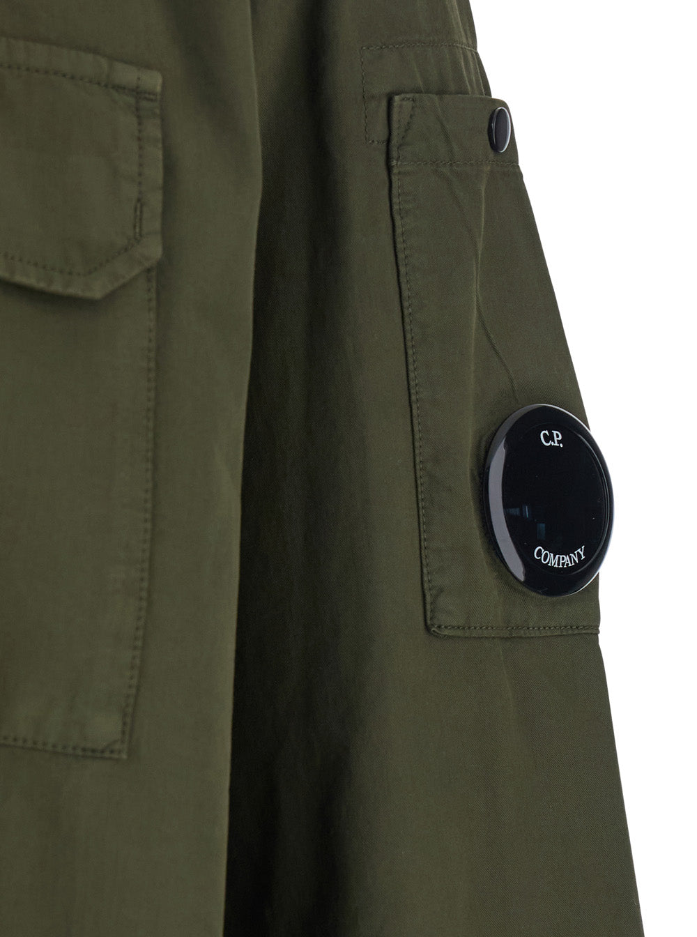C.P. Company Men Jacket 'Organic Gabardine Long Sleeve Lens Shirt' Green With Long Sleeves And Front Details In Cotton Men C.P. COMPANY