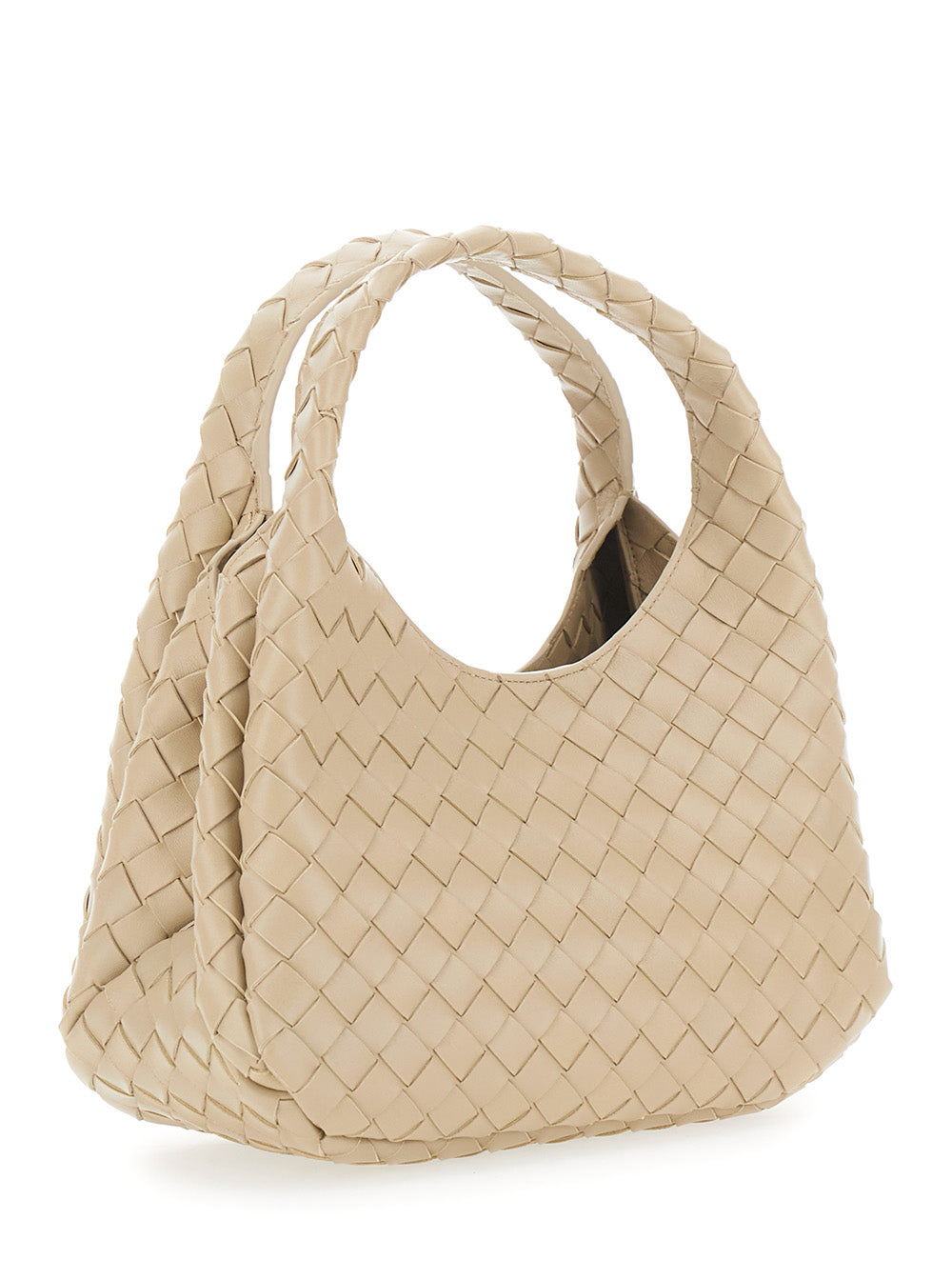 Bottega Veneta Women 'Campana' Beige Small Shoulder Bag With Drawstring Closure And Intreccio Motif In Leather For Women BOTTEGA VENETA