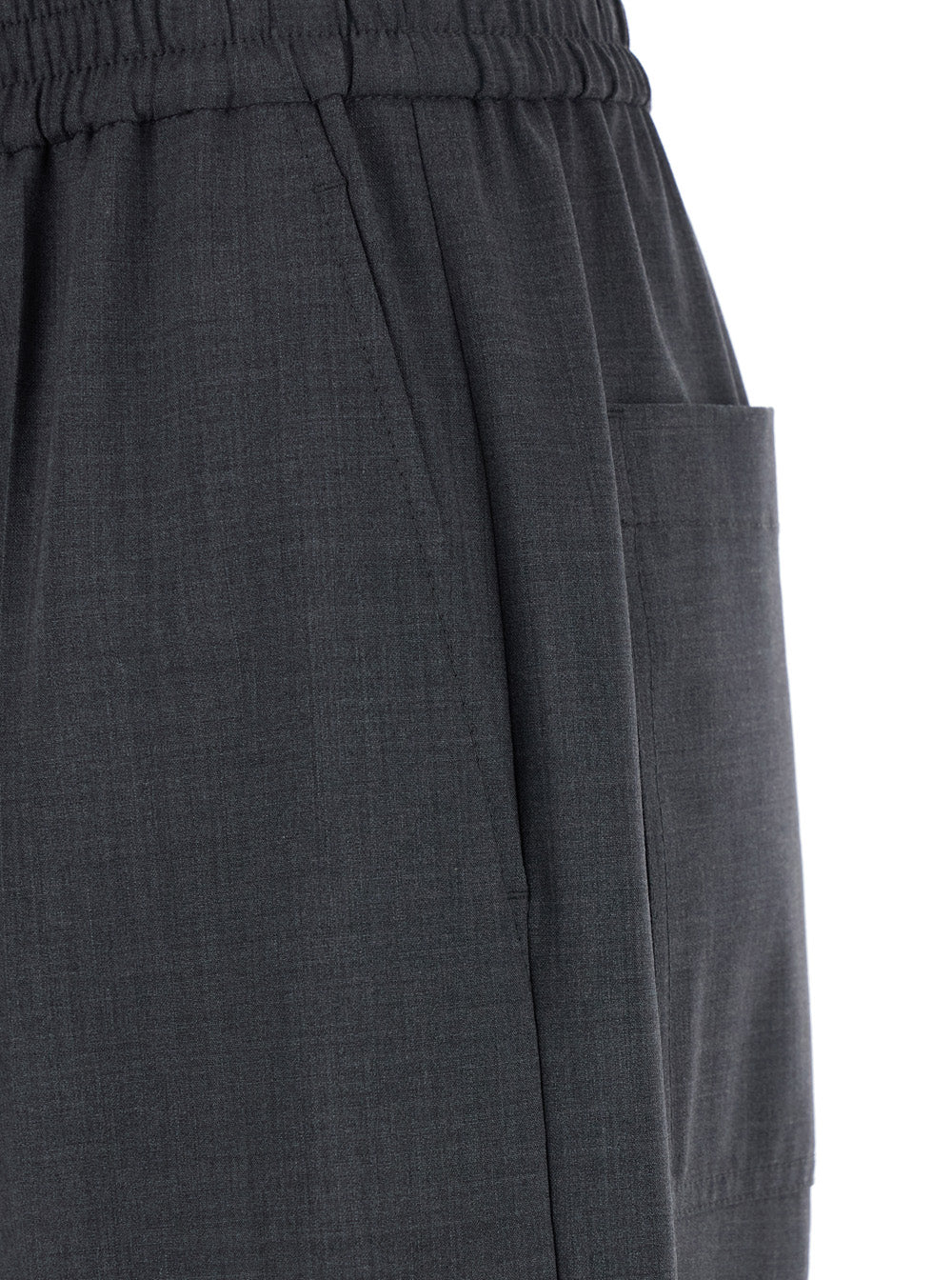 Brunello Cucinelli Women Grey Pants With Elasticized Waist In Stretch Wool Blend Women BRUNELLO CUCINELLI