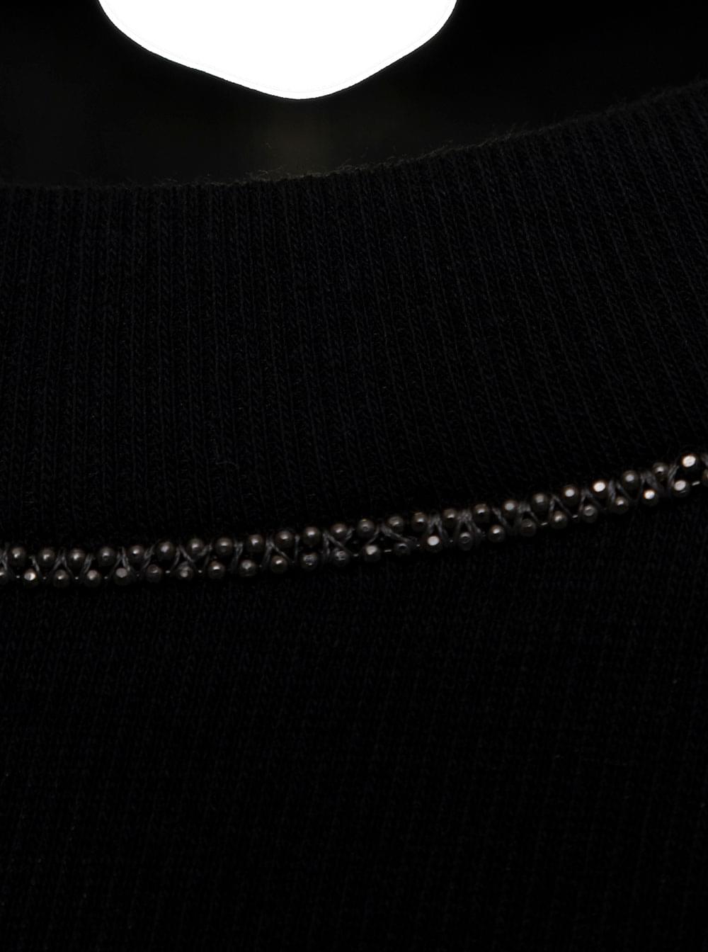 Brunello Cucinelli Women Black Long Sleeve T-Shirt With Round Neck And Monile Details In Cotton Women BRUNELLO CUCINELLI