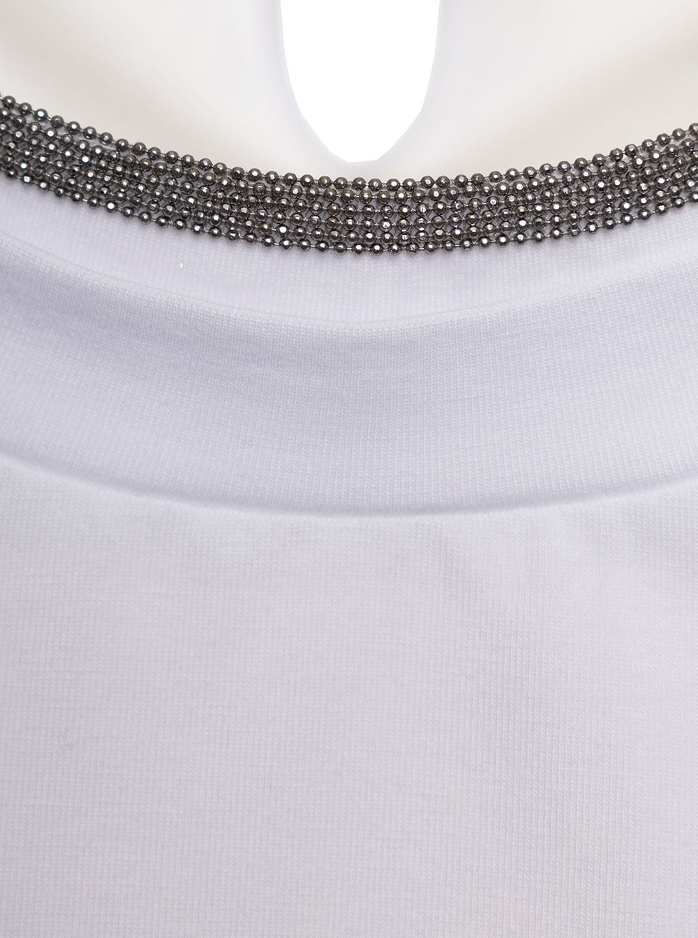 Brunello Cucinelli Women White T-Shirt With Round Neck And Monile Details In Cotton For Women