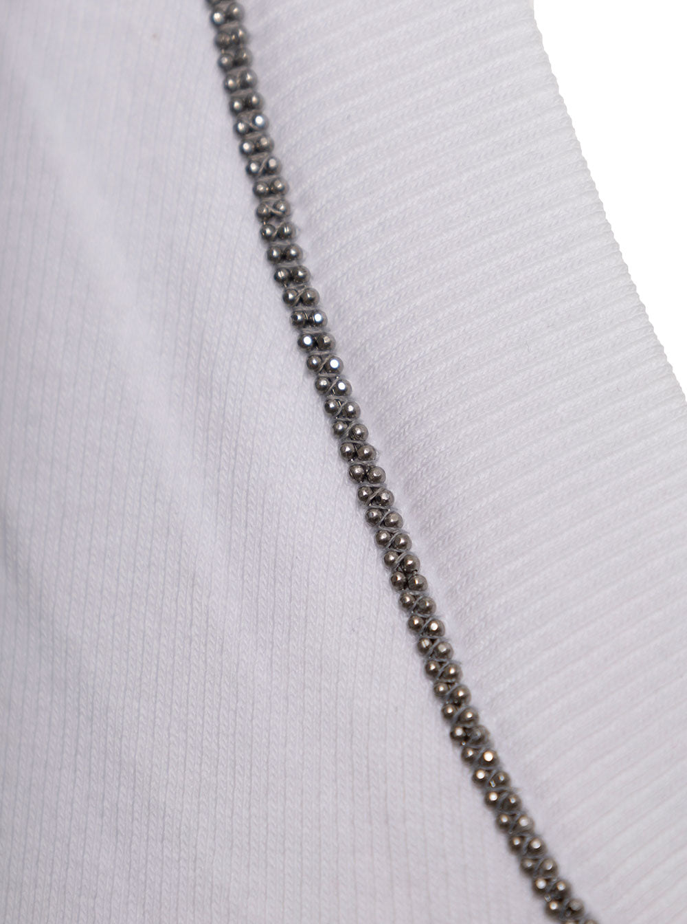 Brunello Cucinelli Women White Top With Round Neckline And Monile Details In Cotton For Women BRUNELLO CUCINELLI