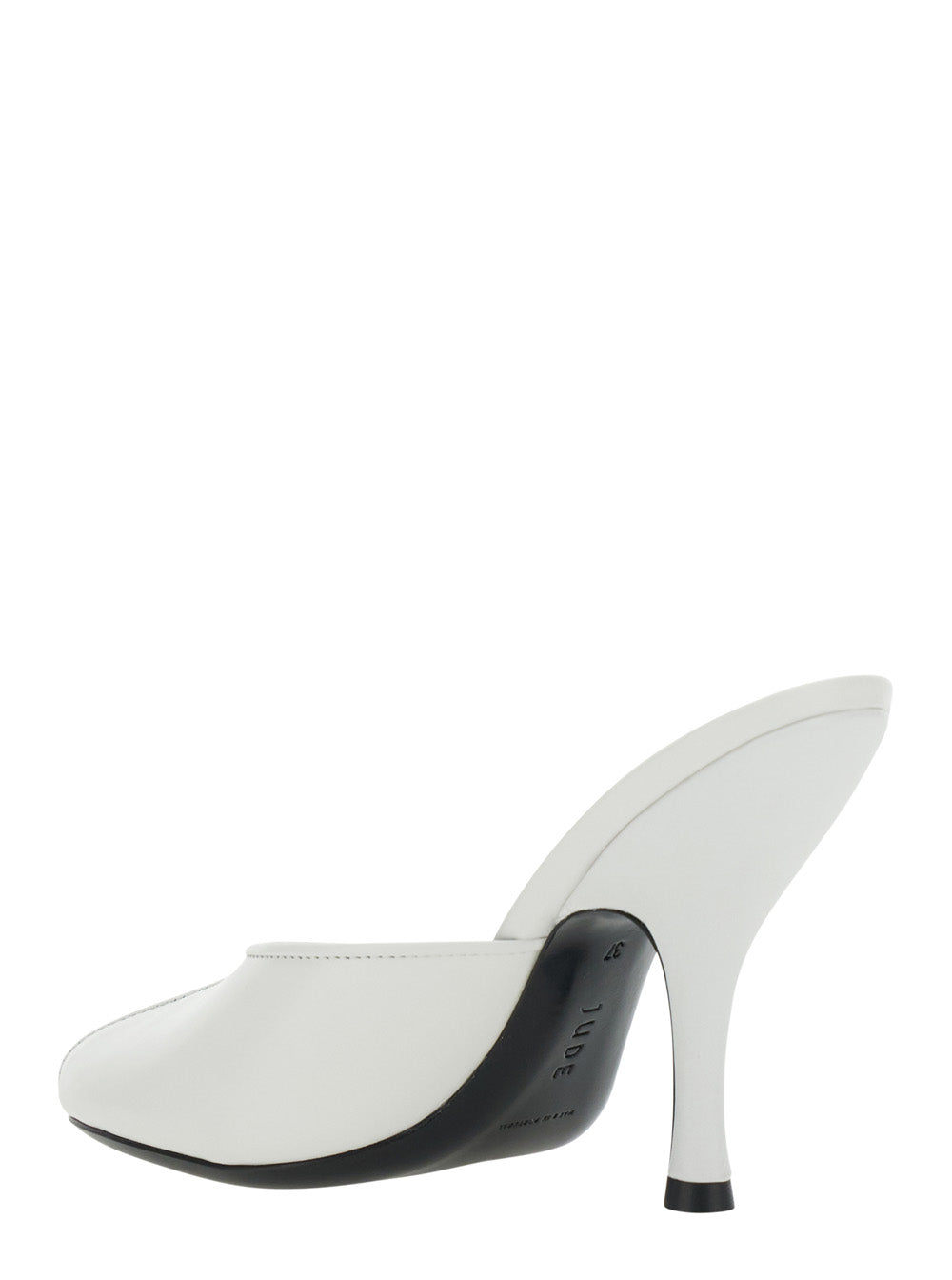 Jude Women 'Date' White Heeled Sandals With Cut-Out Toe In Leather Women JUDE