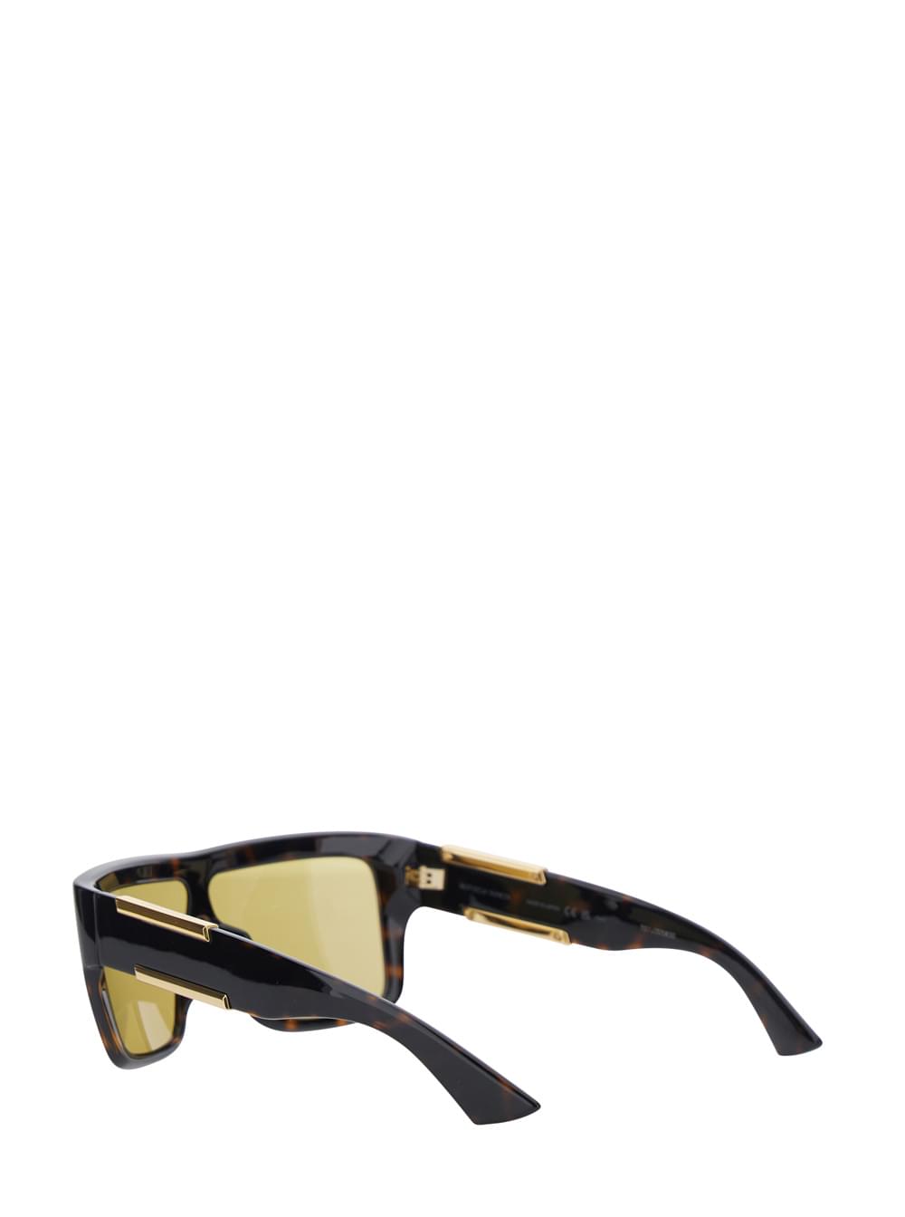 Bottega Veneta Women Brown Aviator Sunglasses With Square Lenses And Metal Plates On The Side In Plastic For Women BOTTEGA VENETA