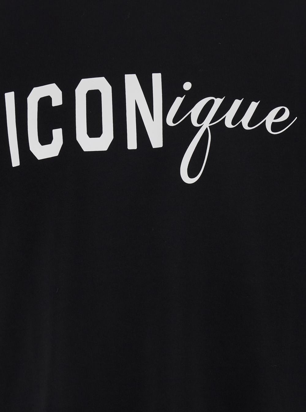 Dsquared2 Men Black T-Shirt With Round Neck And Logo On The Front In Cotton For Men DSQUARED2
