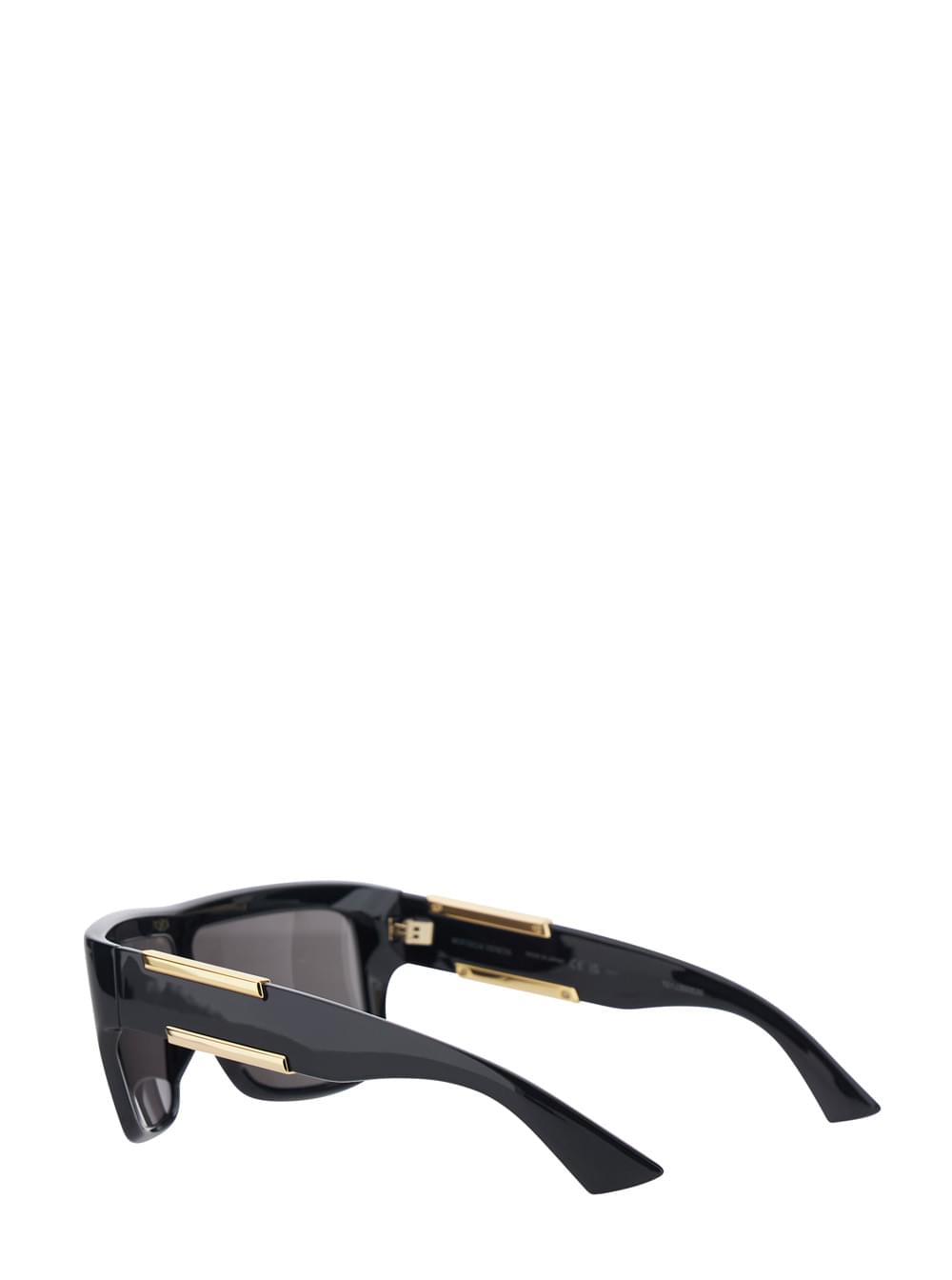 Bottega Veneta Women Black Aviator Sunglasses With Square Lenses And Metal Plates On The Side In Plastic For Women BOTTEGA VENETA
