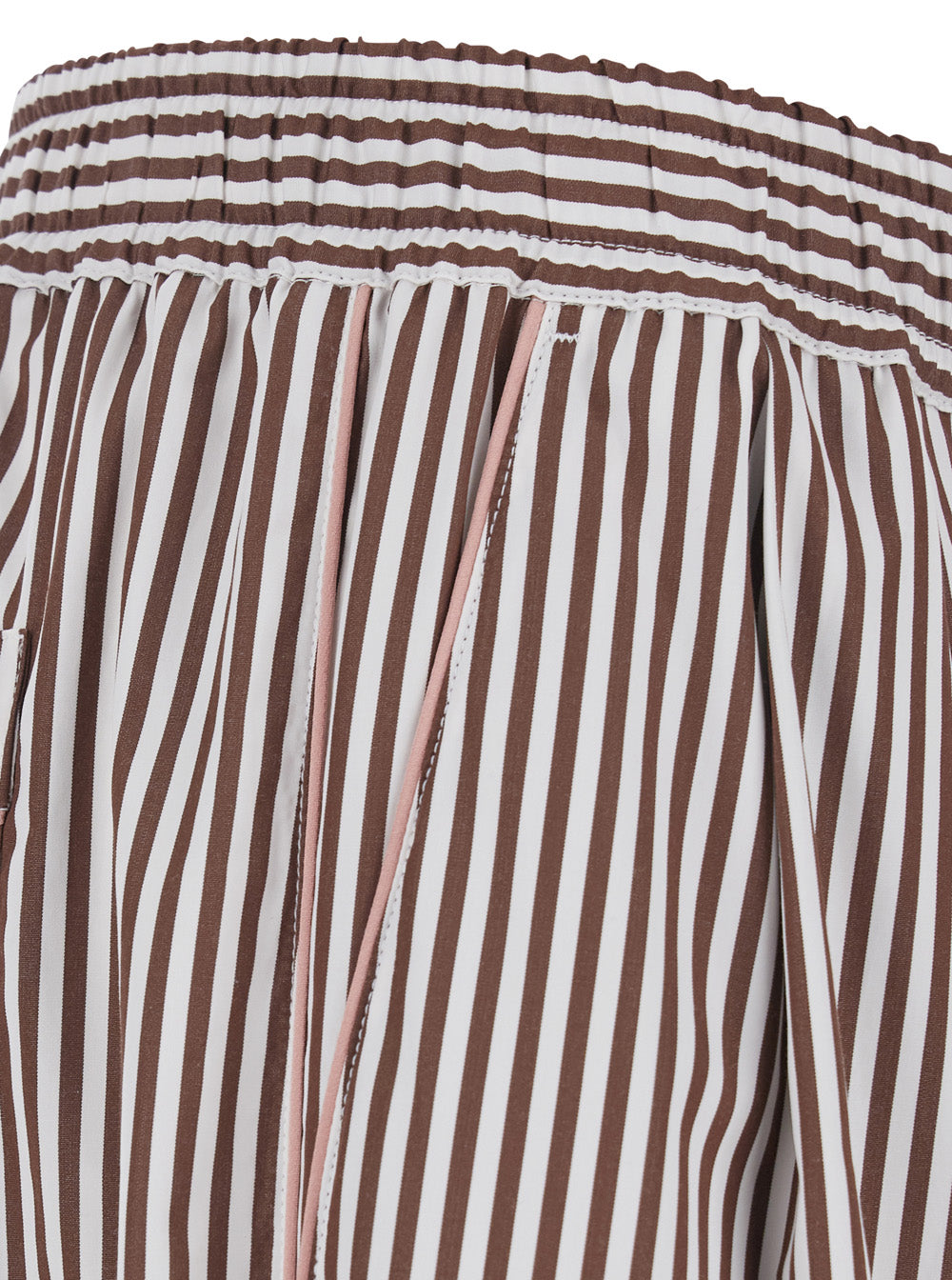 Dolce & Gabbana Women Brown Pants With Elasticated Waist And Drawstring And All-Over Striped Motif In Cotton For Women DOLCE & GABBANA