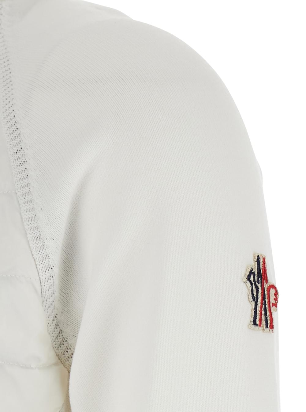 Moncler Grenoble Women White Cardigan With Stand-Up Collar And Logo On The Sleeve In Tech Fabric Woman MONCLER GRENOBLE