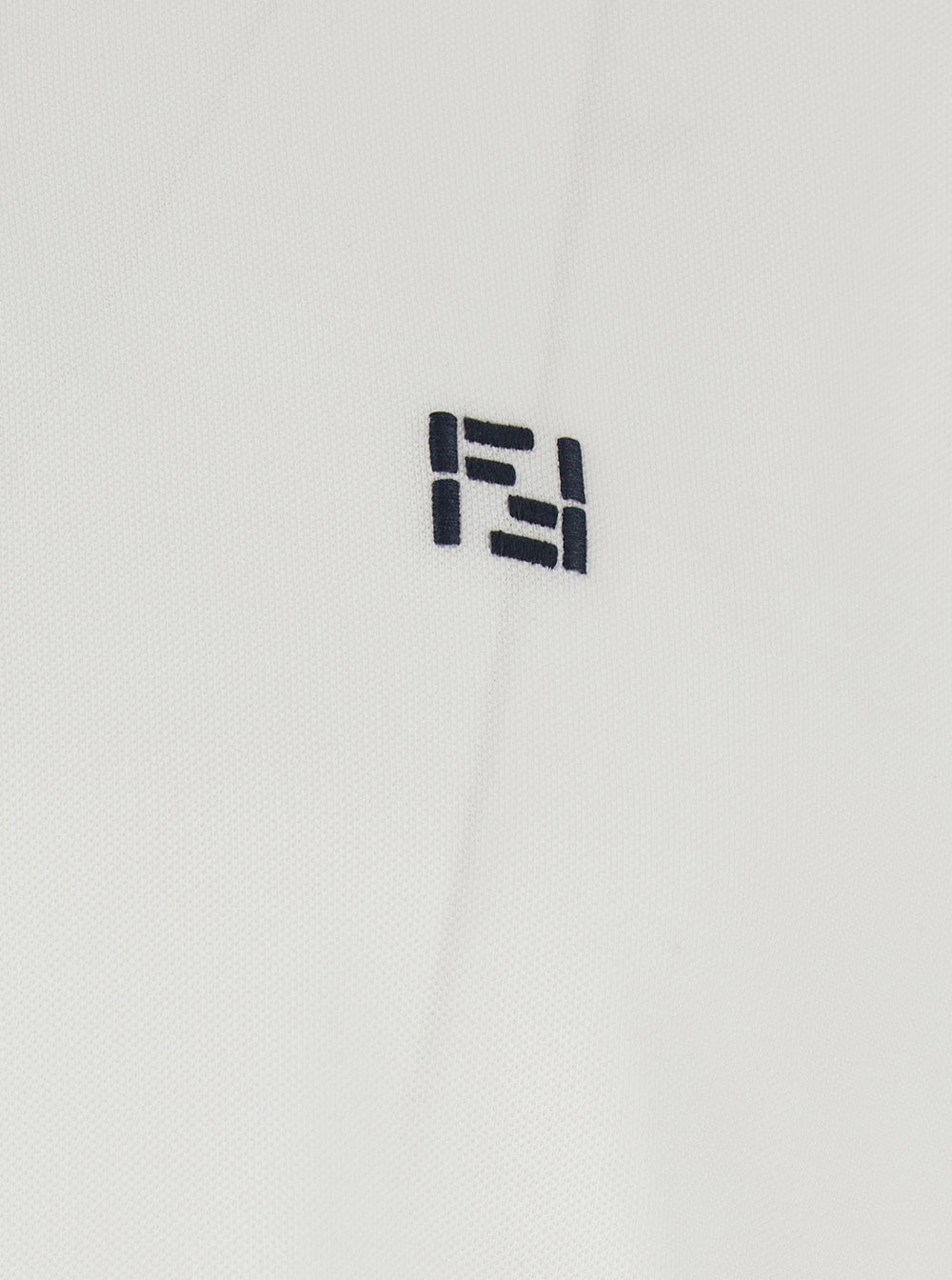 Fendi Men T-Shirt 'Piquet' White With Round Neck And Logo On The Front In Cotton For Men FENDI