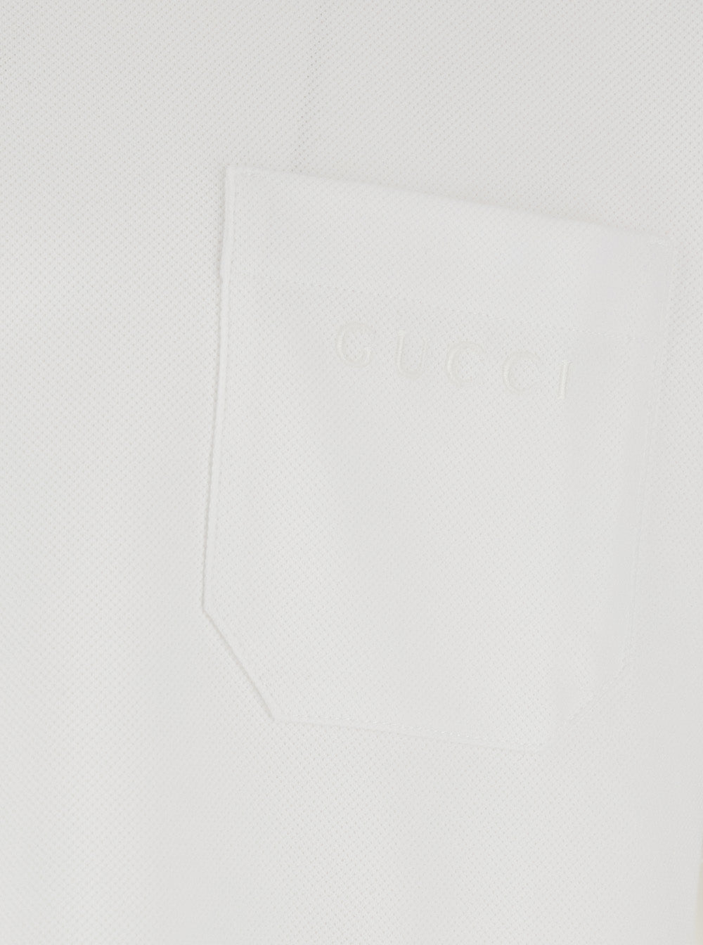 Gucci Men White Polo Shirt With Web Detail On Collar And Sleeves And Tone-On-Tone Logo Lettering On The Front In Cotton For Men GUCCI