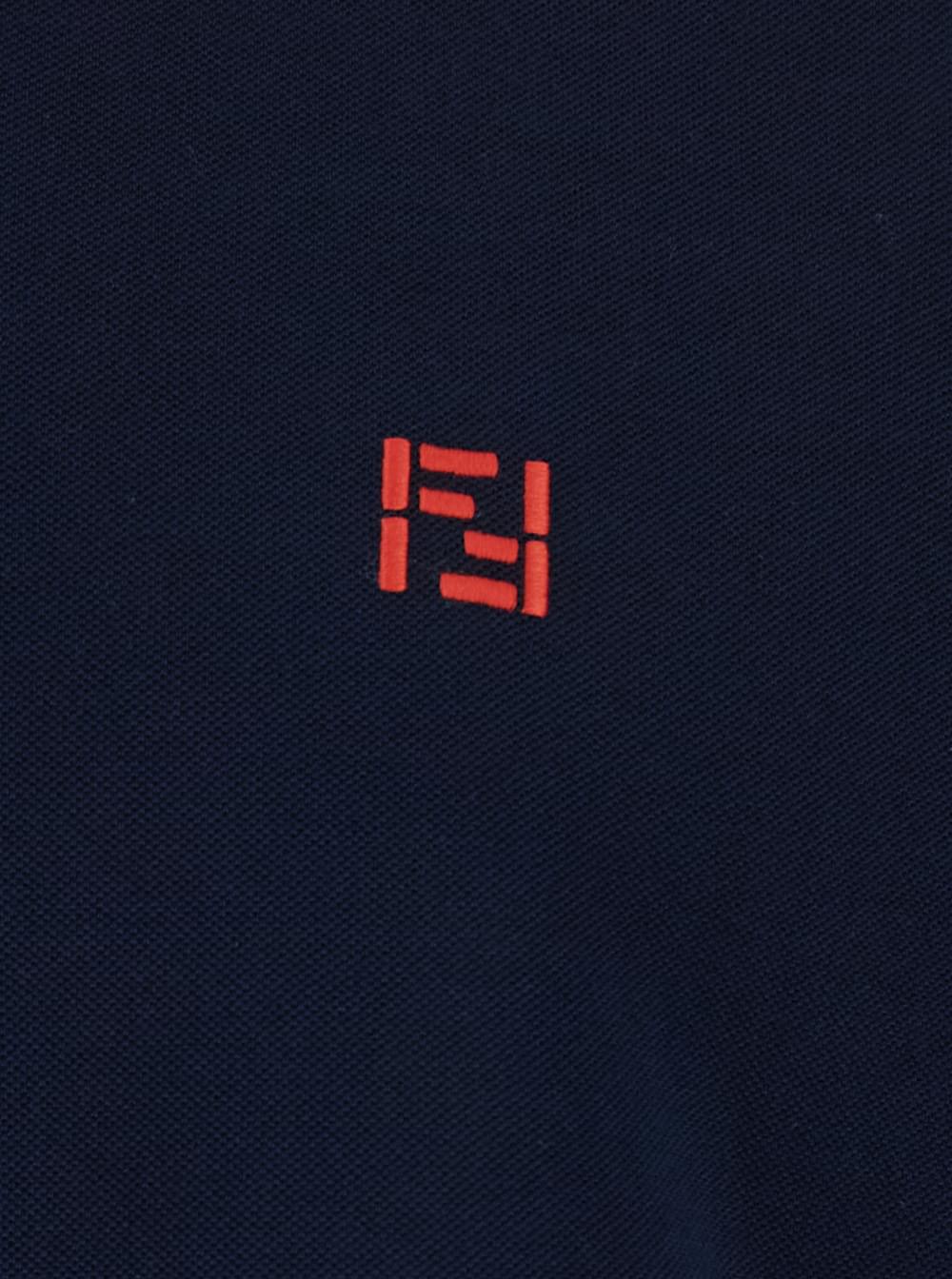 Fendi Men Blue Polo With Classic Collar And Logo On The Front In Cotton Men FENDI